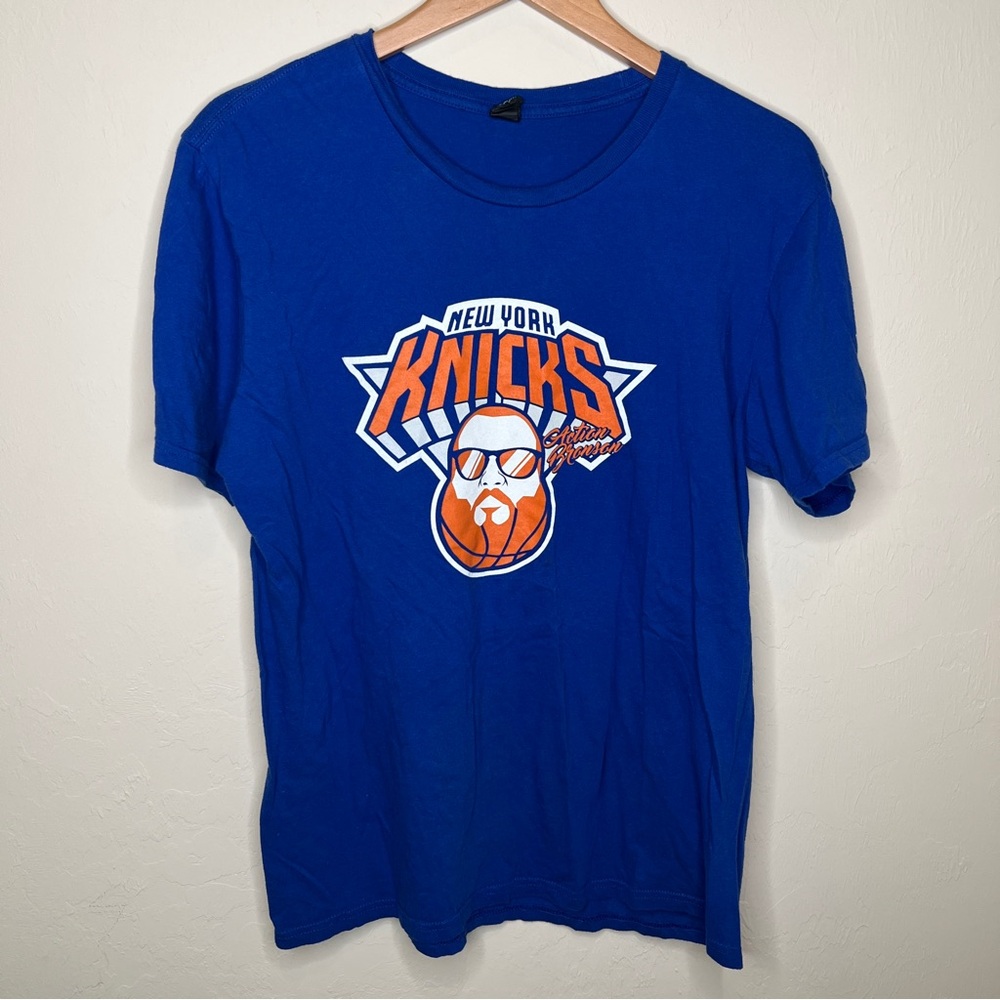action bronson x knicks t shirt District Blue Graphic Tee Men's Large